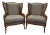 Pair Ethan Allen Faux Bamboo Cane Wingback Chairs For Sale