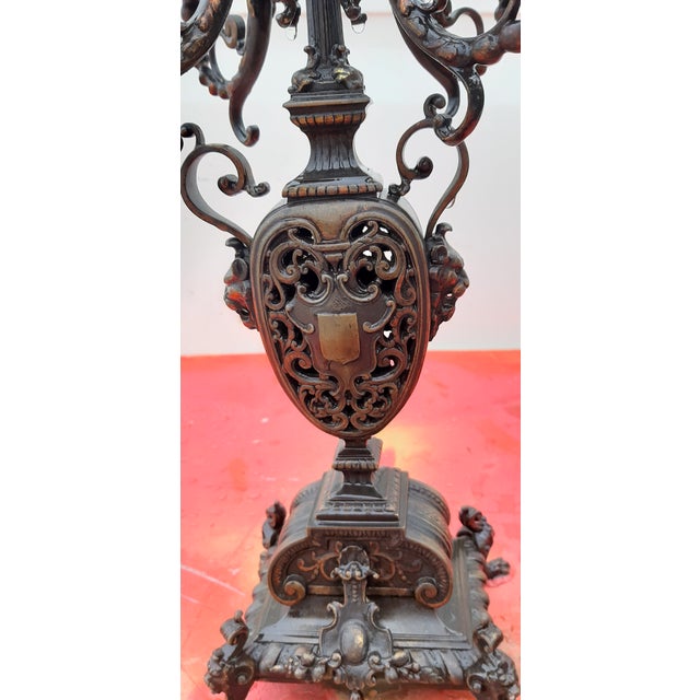 Brown 19th Century Bronze Candelabra, Set of 2 For Sale - Image 8 of 11