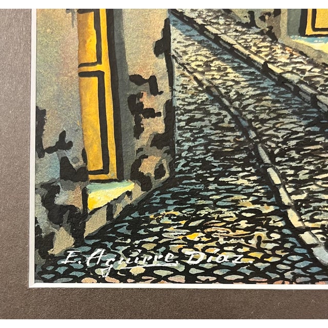 Set of Two 1950's Quito Ecuador by E. Aguirre Diaz Original Watercolor Paintings For Sale - Image 4 of 9