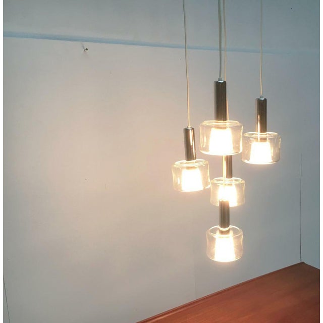 Mid-Century Space Age Chrome and Glass Cascade Pendant Lamp, 1960s For Sale - Image 14 of 18