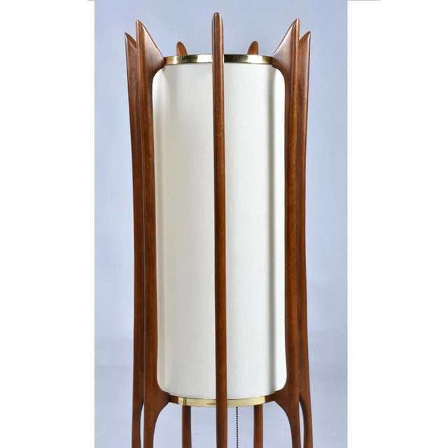 Pair of Modeline Model 635 Cylinder Shaped Sculptured Walnut Table Lamps For Sale - Image 9 of 10