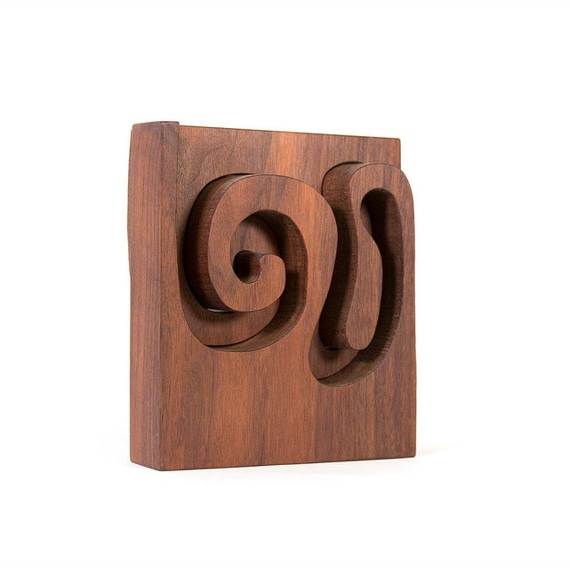 Mid-Century Modern Signed 1980s Gunnar Kanevad Solid Walnut Sculpture Bookends- a Pair For Sale - Image 3 of 5