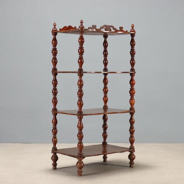 19th Century Walnut Etagere with Turned Columns, Italy For Sale - Image 9 of 10