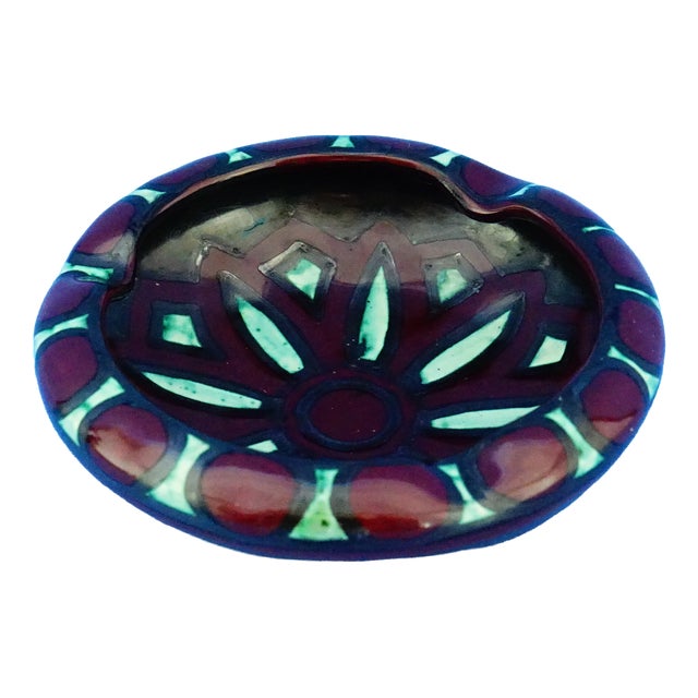 Vintage Art Deco Futurist Ceramic Ashtray by Fama F.A.M.A. Ascoli Piceno, 1930s For Sale