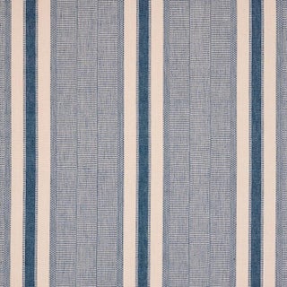 Schumacher X A Rum Fellow Ipala Hand Woven Stripe Fabric in Ocean For Sale