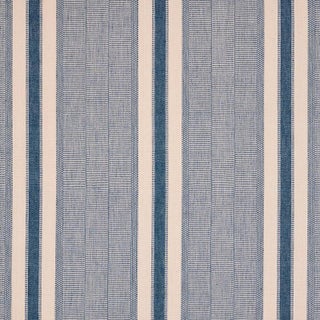 Schumacher X A Rum Fellow Ipala Hand Woven Stripe Fabric in Ocean For Sale