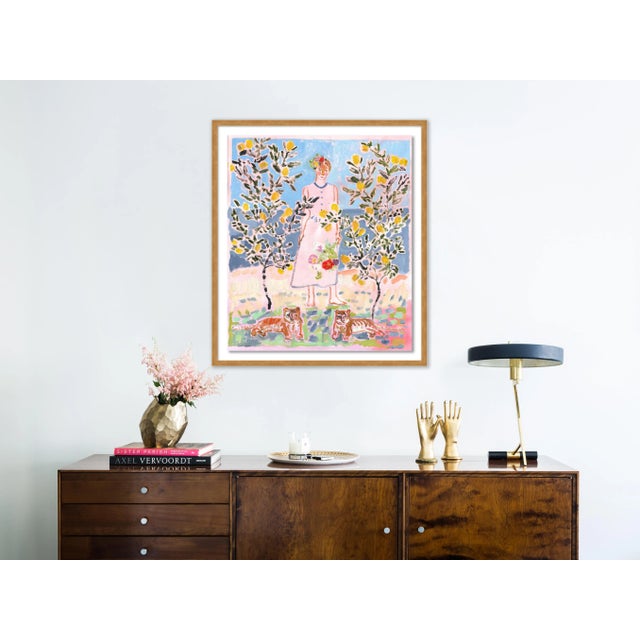Illustration Circe with Tiny Tigers by Anne-Louise Ewen in Gold Frame, Medium Art Print For Sale - Image 3 of 4