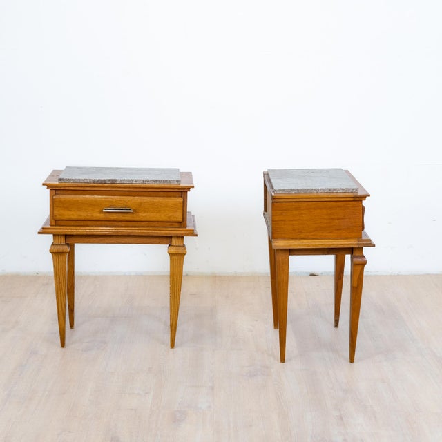 Gray Art Deco Bedside Tables with Marble Tops, 1930s, Set of 2 For Sale - Image 8 of 13