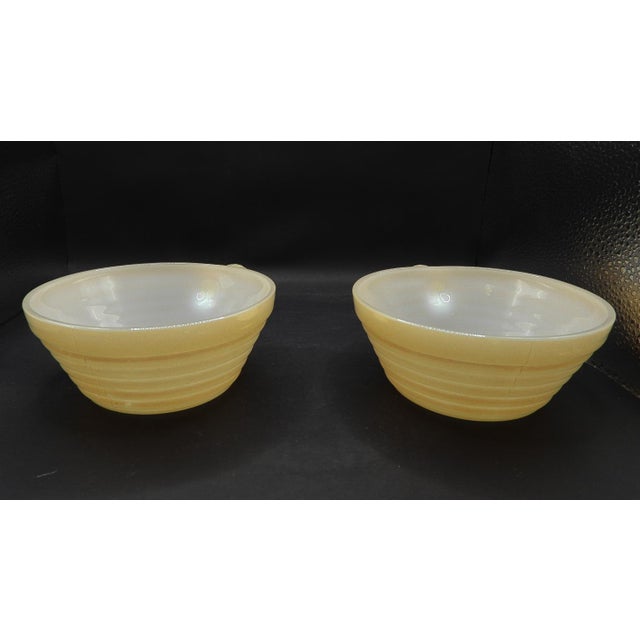 Vintage FireKing Peach Lusterware Soup Chili Dip Beehive Bowls Handles- Set of 2 For Sale - Image 4 of 5