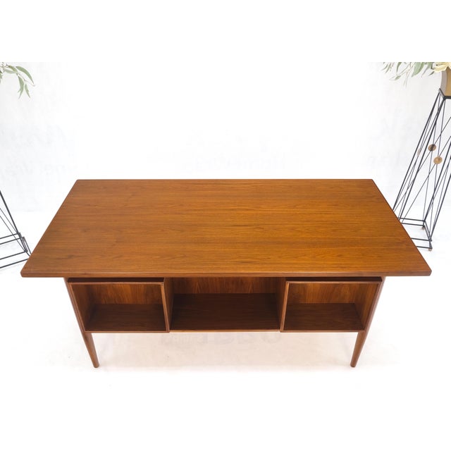 Danish Mid-Century Modern Floating Teak Desk Bookcase File Drawer Key For Sale - Image 12 of 12