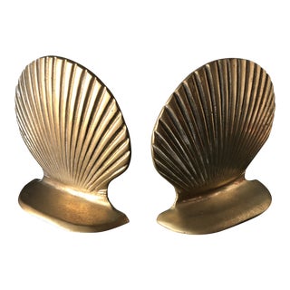 Neoclassical Brass Shell Bookends** - a Pair For Sale