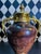 1970s 1970s Grand Neoclassical Patinated Metal Urns With Gilt Scroll Handles, Pair, 16" For Sale - Image 5 of 15