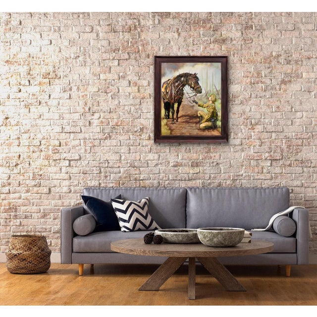 Elin Sian Blake, Black Bay Horse, WWI, 21st Century, Oil on Canvas For Sale - Image 11 of 18