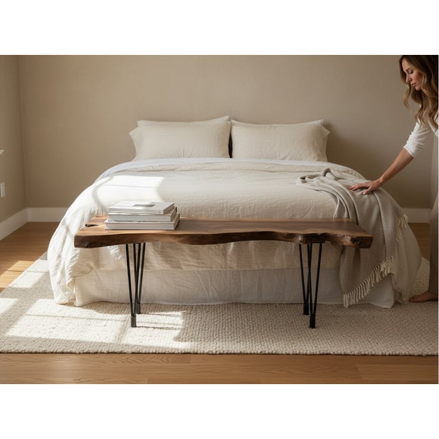 Handcrafted Live Edge Black Walnut Coffee Table With Hairpin Legs For Sale - Image 13 of 18