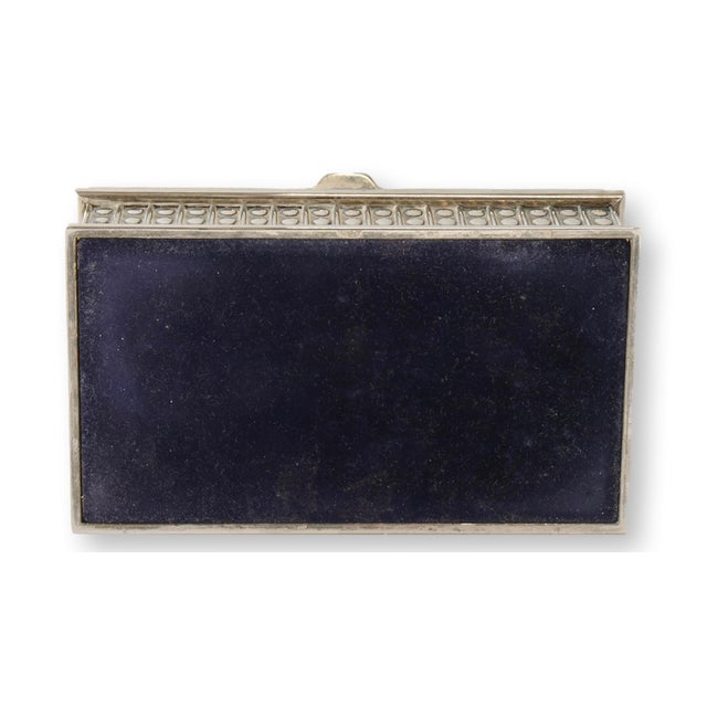 Substantial English silver-plated storage box featuring a striking raised beaded pattern on all sides and lid. The weight...