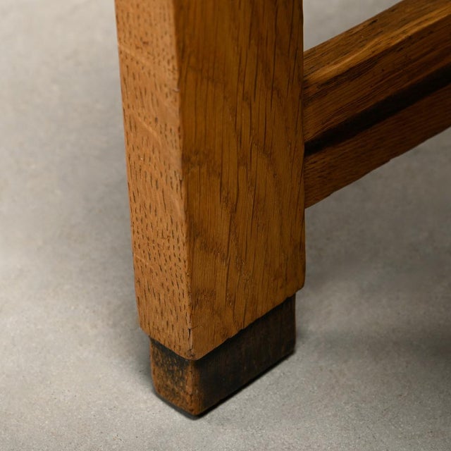 Wood Dutch Art Deco Amsterdam School Dining Chairs in Oak and Light Fabric, 1930s, Set of 4 For Sale - Image 7 of 16