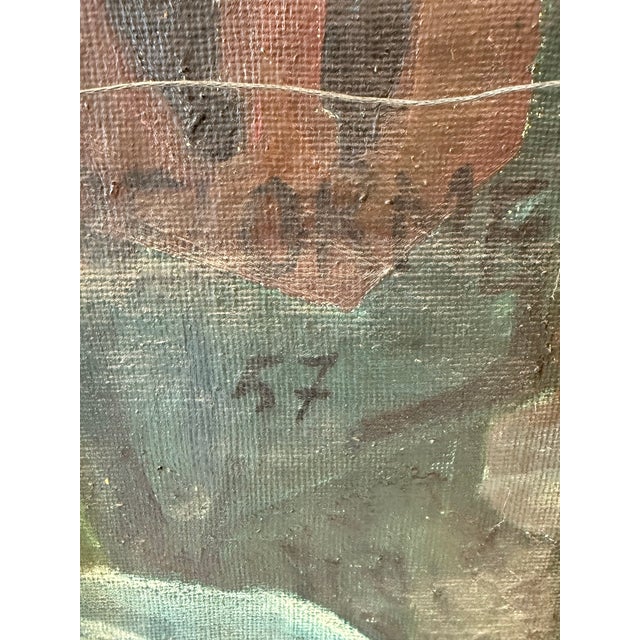 Mid Century French Oil Painting by Louise Delorme For Sale - Image 11 of 12