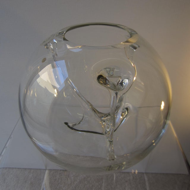 Large Rosenthal spherical vase made of crystal glass with glass branches inside, artistically designed with a beautiful...