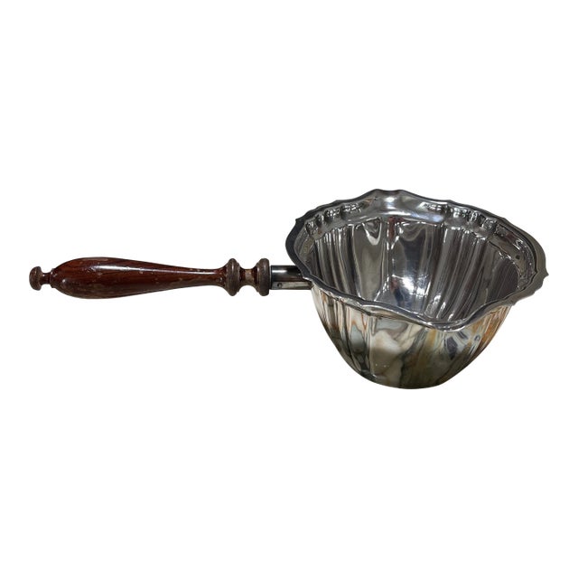 Silver Plated Sauce Pot With Wooden Handle For Sale