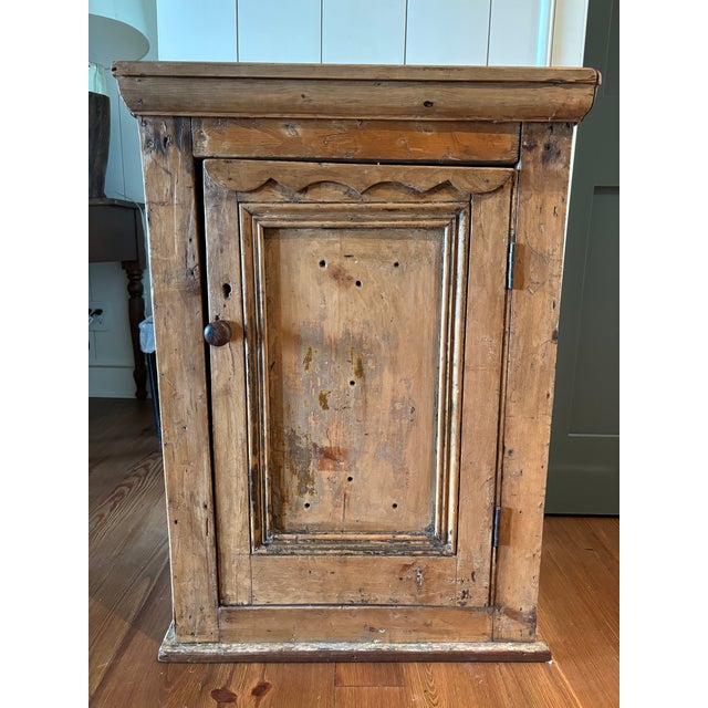 Shabby Chic 19th Century Primitive French Pine Hanging Cabinet, Original Painted Interior For Sale - Image 3 of 16