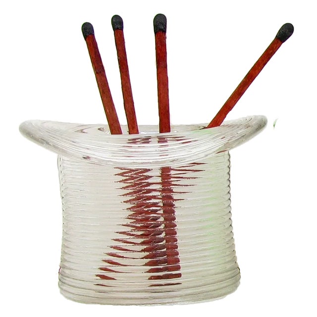 Mid-Century Modern Vintage Glass Hat Match Striker / Pyrogene For Sale - Image 3 of 3