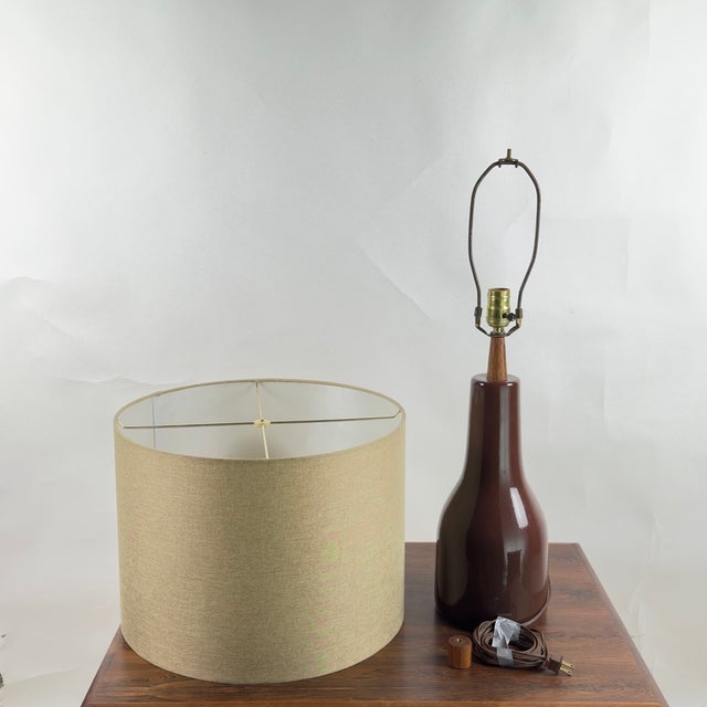 Textile 1960s Large Burgundy Ceramic Lamp by Jane and Gordon Martz for Marshall Studios For Sale - Image 7 of 10