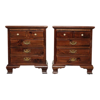 1970s Ethan Allen Tavern Pine Nightstands - A Pair For Sale