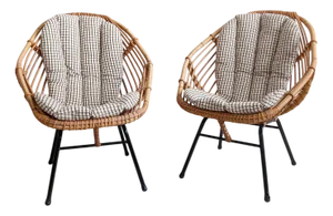 Set of Rattan Bucket Lounge Chairs, 1960s