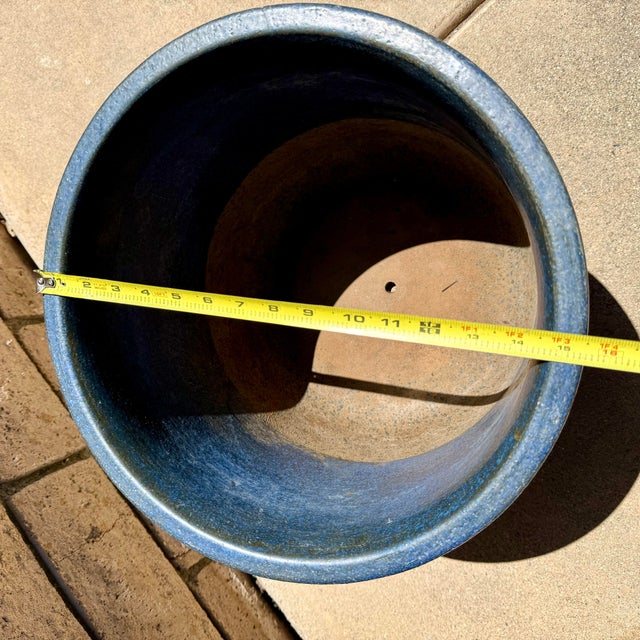 Mid-Century Modern Rare Mid Century Modern Blue Speckled Gainey Planter Pot W Damage Vintage MCM For Sale - Image 3 of 8
