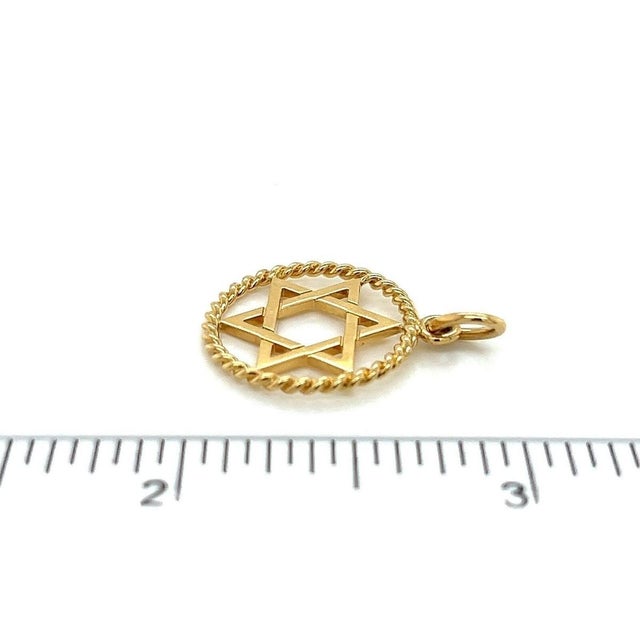 Mid 20th Century Tiffany & Co 18k Yellow Gold Star of David Round Charm Pendant For Sale In Miami - Image 6 of 6