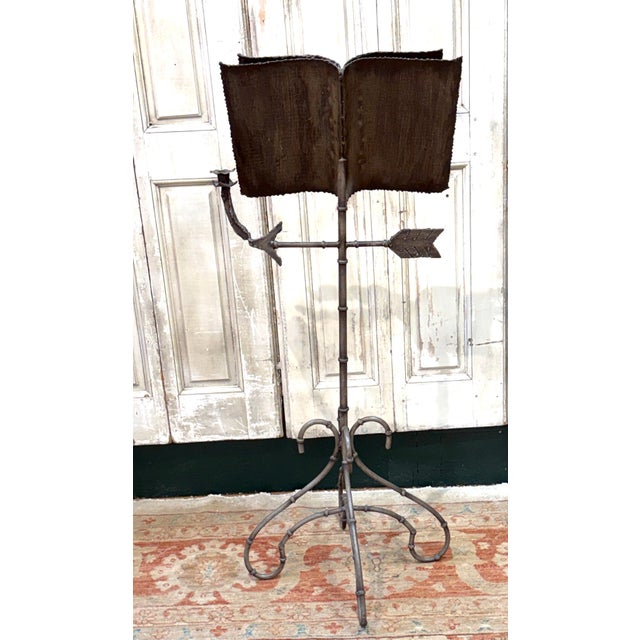 Italian Trompe l’Oeil Faux-Bamboo Iron Music Stand with Candlestick, Circa 1970s For Sale - Image 15 of 15