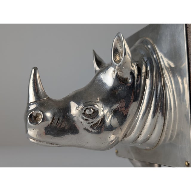 Almazán Rhino Bottle Holder in Wood and Nickel Silver, 1960s For Sale - Image 13 of 18