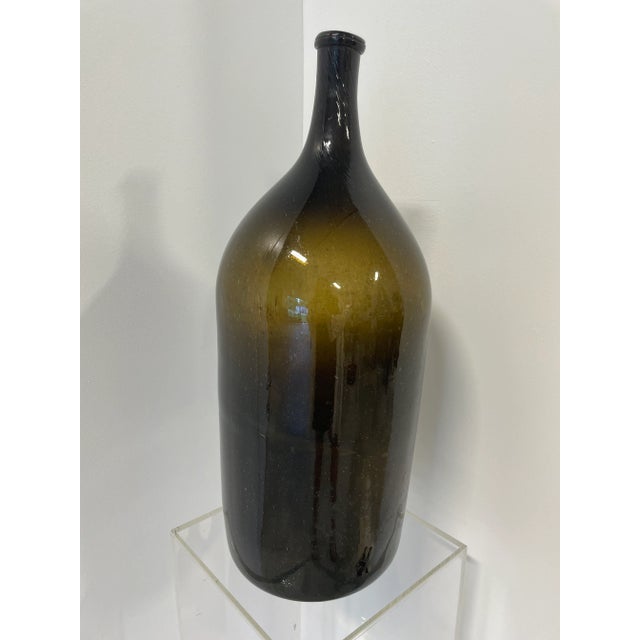 Green Mid 19th Century Large Antique French Hand Blown Glass Wine Bottle For Sale - Image 8 of 8