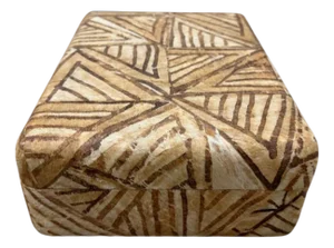 1980s Karl Springer Attributed Batik Clad Jewelry Box With Suede Interior.