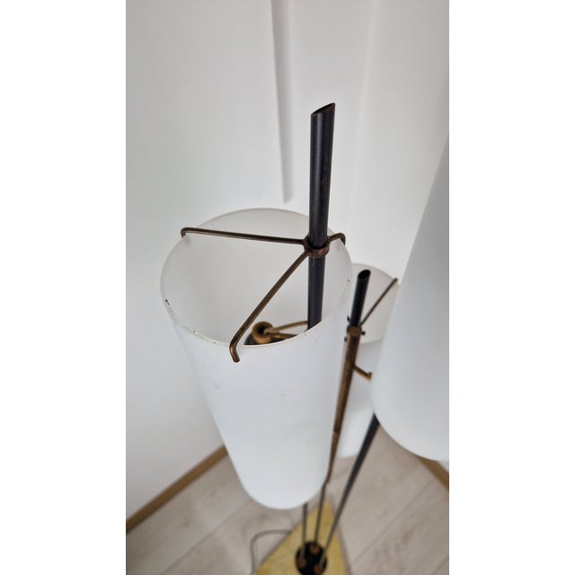 Mid-Century Modern Iron and Brass Floor Lamp with Three Cylindrical Glass Panes from Stilnovo, 1950s For Sale - Image 3 of 11