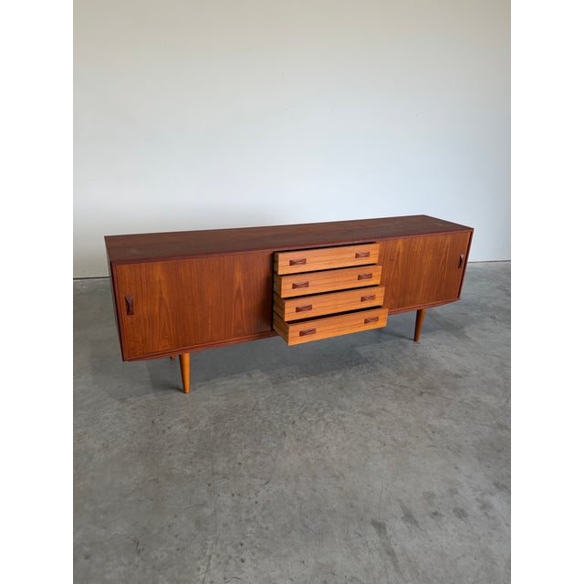 Mid-Century Modern Long Danish Modern Teak Credenza by Clausen & Sons, Mid Century Modern For Sale - Image 3 of 12