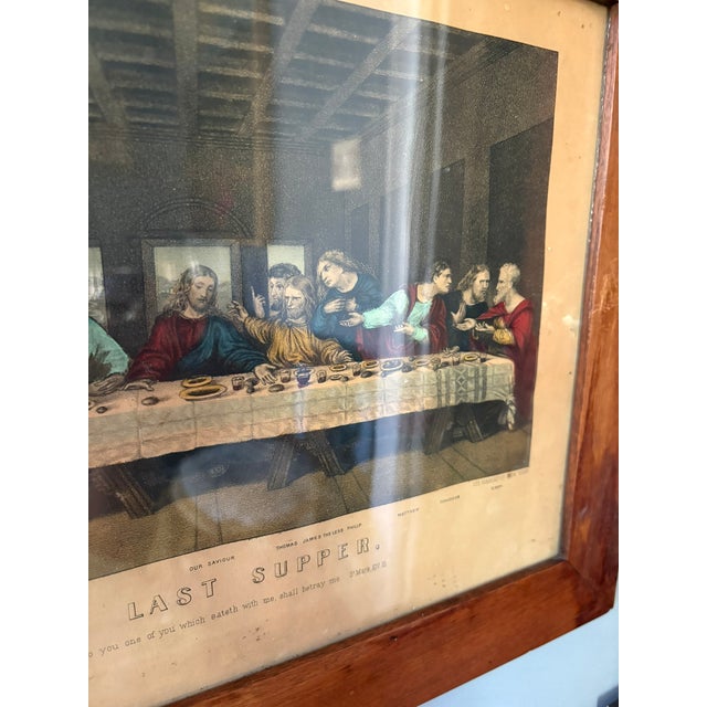 Framed Lithograph "The Last Supper" Published by Currier & Ives, Late 19th Century For Sale In Savannah - Image 6 of 8