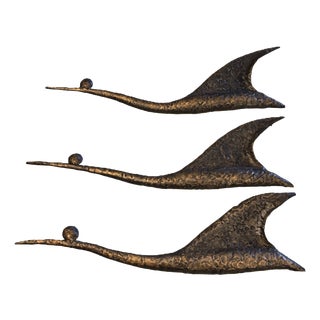 Brutalist Copper Bird Wall Sculptures from Hans Arnold, Germany, 1970s, Set of 3 For Sale