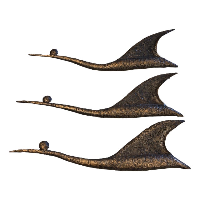Brutalist Copper Bird Wall Sculptures from Hans Arnold, Germany, 1970s, Set of 3 For Sale