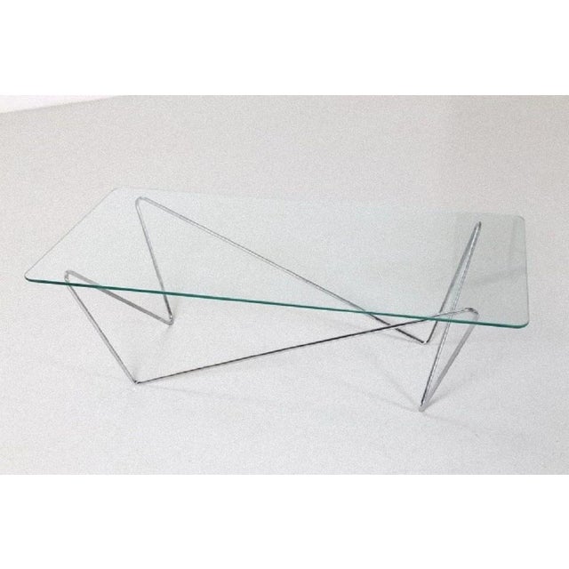 Vintage Glass Table with Metal Legs, Italy, 1970s For Sale - Image 4 of 5