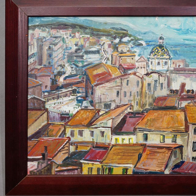 Alexander Michael Oil Painting of a Southern Italian Coastal Town, 1978 For Sale - Image 4 of 6