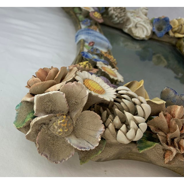 1970s Italian Painted Ceramic Mirror For Sale - Image 9 of 12