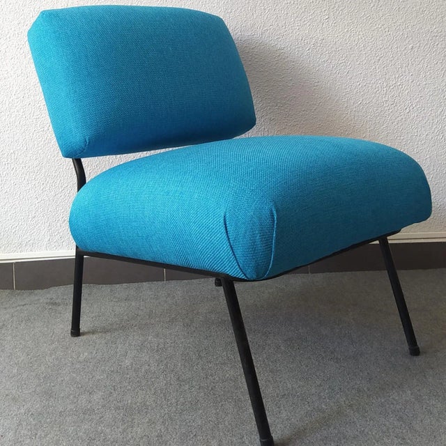 Vintage Blue Armchair, 1950s For Sale - Image 4 of 5