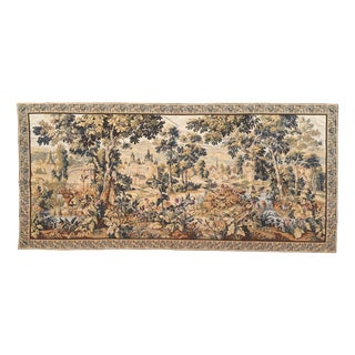 Large Vintage Flemish Castle Jacquard Tapestry in the style of Aubusson, 1970s For Sale