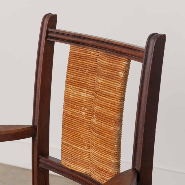 Pair of French Wood and Woven Chairs Attributed to Charles Dudouyt For Sale - Image 10 of 17