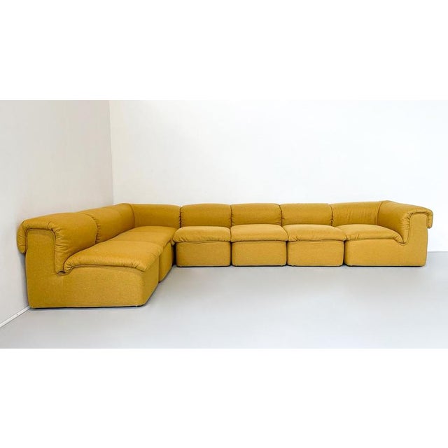 Mid-Century Modern Yellow Modular Sofa, 1960s, Set of 7 For Sale - Image 3 of 8