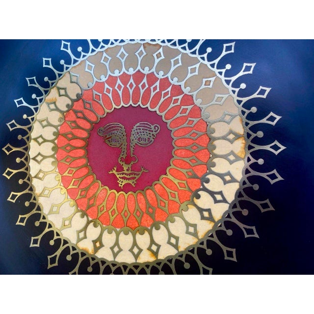 Burgundy Vintage Couroc Monterey Hollywood Regency Sunburst Charger Plate For Sale - Image 8 of 15