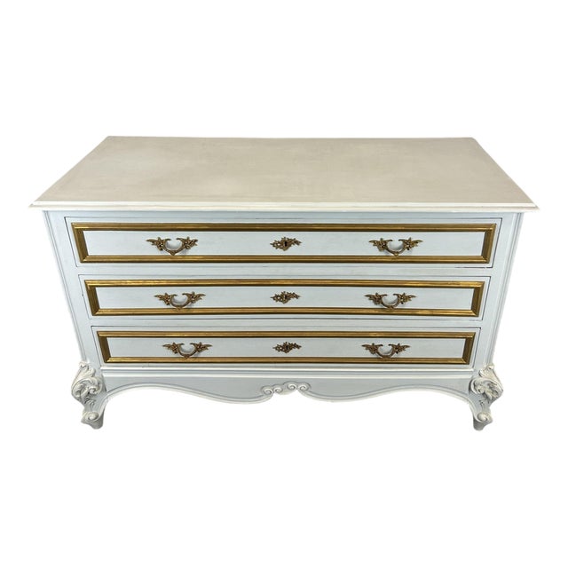 Vintage French Carved Chest of 3 Drawers For Sale