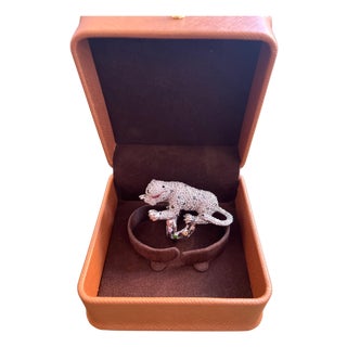 Bochic “Orient” Multi Sapphire & Ruby Panther Vintage Ring Set In 18 K Gold & Silver For Sale