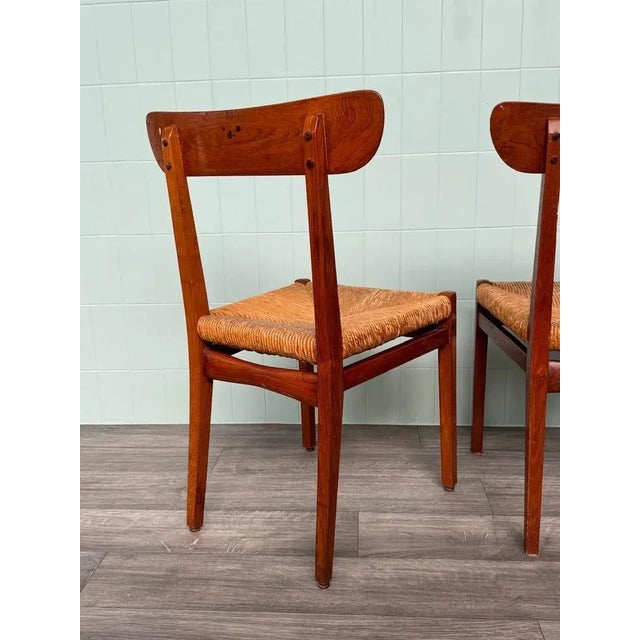 1950s Vintage Beech Chairs with Caned Seat, 1950s, Set of 3 For Sale - Image 5 of 13